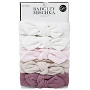 Wholesale - 5pc KNot Headbands -White & Dots Print & Cream & Mauve C/P 72, UPC: 195010126748